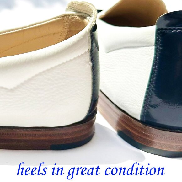 Gravati Women’s Leather Loafers – White/Navy Cap Toe – Size 8M – Made in Italy - Picture 7 of 10
